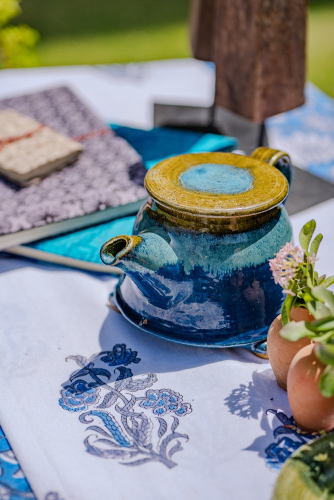 Ekaurr Handmade Ceramic Tea Kettle hand-thrown artisan ceramic kettle with organic glaze and shaped spout and handle, microwave safe artisan kitchen essential for tea rituals and dining table styling