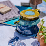 Ekaurr Handmade Ceramic Tea Kettle hand-thrown artisan ceramic kettle with organic glaze and shaped spout and handle, microwave safe artisan kitchen essential for tea rituals and dining table styling