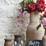 Ekaurr Heritage Glow Set curated artisan gift of an emblem chalkboard handcrafted wooden vases and vintage brass-finish glass lanterns with complimentary greeting card, warm heritage sustainable gifting for home ambience and festive occasions