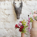 Ekaurr The Horned Sentinel Mask – handcrafted wall mask with prominent horned crown and ceremonial design, statement tribal wall decor