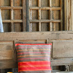 Ekaurr Hues of Sun Striped Cushion Cover handcrafted 18x18 inch cushion cover with warm sun-inspired yellow amber and golden horizontal stripes, artisan textile accent for sofas and bright cheerful home styling