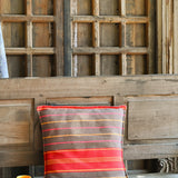 Ekaurr Hues of Sun Striped Cushion Cover handcrafted 18x18 inch cushion cover with warm sun-inspired yellow amber and golden horizontal stripes, artisan textile accent for sofas and bright cheerful home styling