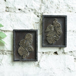 Ekaurr Impressions in Brass Assorted Wall Art – vintage brass-inlaid printing block mounted as decorative wall accent, heritage Indian craftsmanship