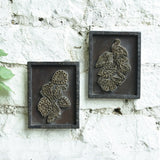 Ekaurr Impressions in Brass Assorted Wall Art – vintage brass-inlaid printing block mounted as decorative wall accent, heritage Indian craftsmanship
