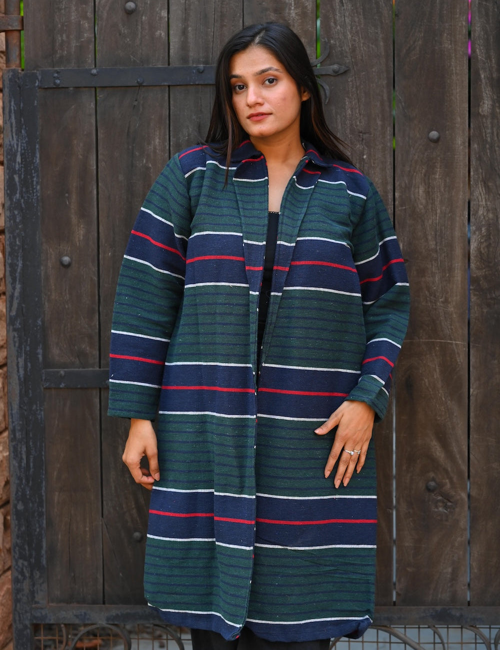 Ekaurr BIGDI Into the Depth Coat cotton quilted reversible coat in deep tonal layers of indigo or navy evoking oceanic depth, artisan slow fashion outerwear for women from the BIGDI Blazers Coats and Robes collection