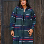 Ekaurr BIGDI Into the Depth Coat cotton quilted reversible coat in deep tonal layers of indigo or navy evoking oceanic depth, artisan slow fashion outerwear for women from the BIGDI Blazers Coats and Robes collection
