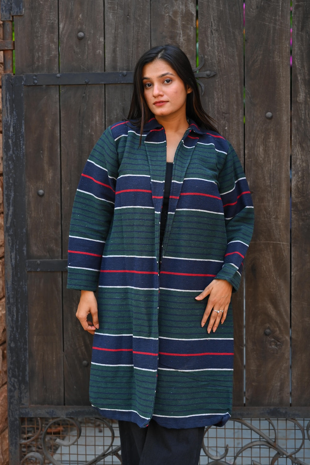 Ekaurr BIGDI Into the Depth Coat cotton quilted reversible coat in deep tonal layers of indigo or navy evoking oceanic depth, artisan slow fashion outerwear for women from the BIGDI Blazers Coats and Robes collection