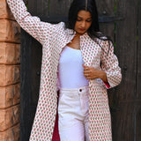 Ekaurr BIGDI Ivory Blooms Coat cotton quilted reversible winter coat in soft ivory with blooming print detailing in size L, artisan slow fashion outerwear for women blending Indian textile heritage with versatile winter styling