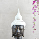 Ekaurr Ivory Calm Buddha handcrafted ceramic figurine in a soft ivory matte finish, serene minimalist spiritual sculpture for modern homes and meditation corners
