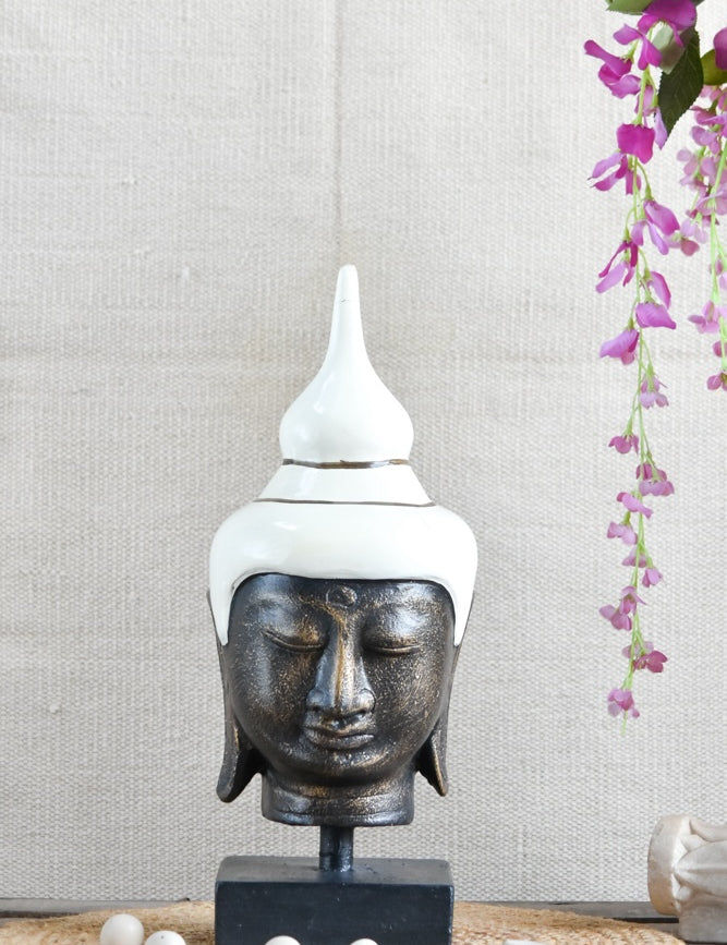 Ekaurr Ivory Calm Buddha handcrafted ceramic figurine in a soft ivory matte finish, serene minimalist spiritual sculpture for modern homes and meditation corners