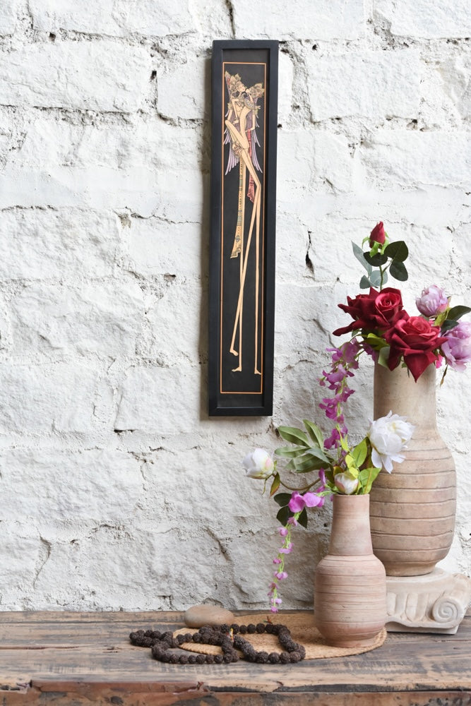 Ekaurr Javanese Grace Lavender Dancer framed wall art depicting a traditional Javanese female dancer in soft lavender and gold tones, handcrafted cultural home decor for living rooms and globally inspired interiors