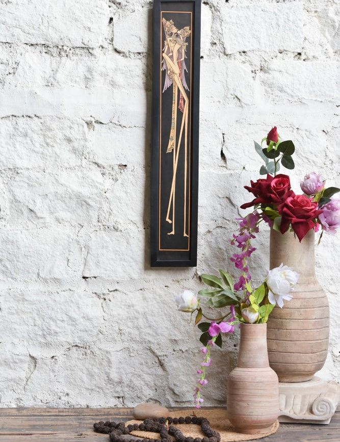 Ekaurr Javanese Grace Lavender Dancer framed wall art depicting a traditional Javanese female dancer in soft lavender and gold tones, handcrafted cultural home decor for living rooms and globally inspired interiors