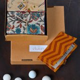 Ekaurr Jot Joy handcrafted artisan stationery or diary gifting set for joyful everyday writing with fabric-covered pages or printed cover in artisan Indian textile design, sustainable stationery gift for occasions and conscious everyday use