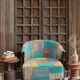Ekaurr Kantha Patchwork Accent Chair upholstered in hand-stitched traditional Indian Kantha textile with colourful patchwork patterns