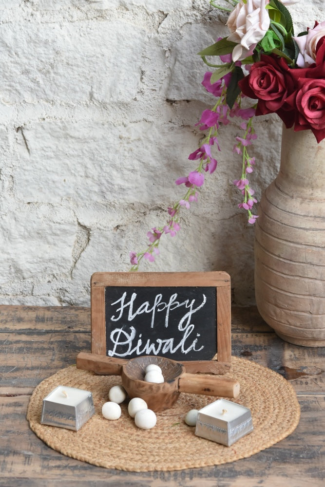 Ekaurr Kindled Moments Gift Set curated artisan gift set of handcrafted candle or tea light holders in natural materials with complimentary greeting card, warm sustainable gifting for creating intimate moments at home and meaningful occasions