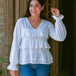 Ekaurr BIGDI Koyal Layers Cotton Top finest cotton summer top with layered fabric panels in a cuckoo-bird-inspired soft pastel tone, artisan slow fashion top for women from the BIGDI summer collection