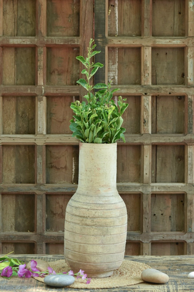 Ekaurr Lambak-Neck Planter handmade terracotta pot with a distinctive elongated neck form, handcrafted by Indian artisans for planters or decorative display