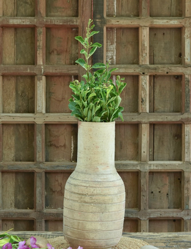 Ekaurr Lambak-Neck Planter handmade terracotta pot with a distinctive elongated neck form, handcrafted by Indian artisans for planters or decorative display
