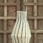 Ekaurr Lantern Striped Paper Mache Vase handcrafted from recycled paper in lantern form with striped texture by rural Indian women artisans, sustainable decorative home vase