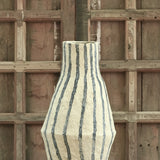 Ekaurr Lantern Striped Paper Mache Vase handcrafted from recycled paper in lantern form with striped texture by rural Indian women artisans, sustainable decorative home vase