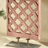 Ekaurr Lattice Jali Decor – Handcrafted Geometric Carved Lattice Panel on Stand, Traditional Indian Home Décor