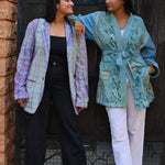 Ekaurr BIGDI Lavender Loom Blazer cotton quilted blazer in soft lavender with a woven loom-inspired textile surface, artisan slow fashion outerwear for women from the BIGDI Blazers Coats and Robes collection