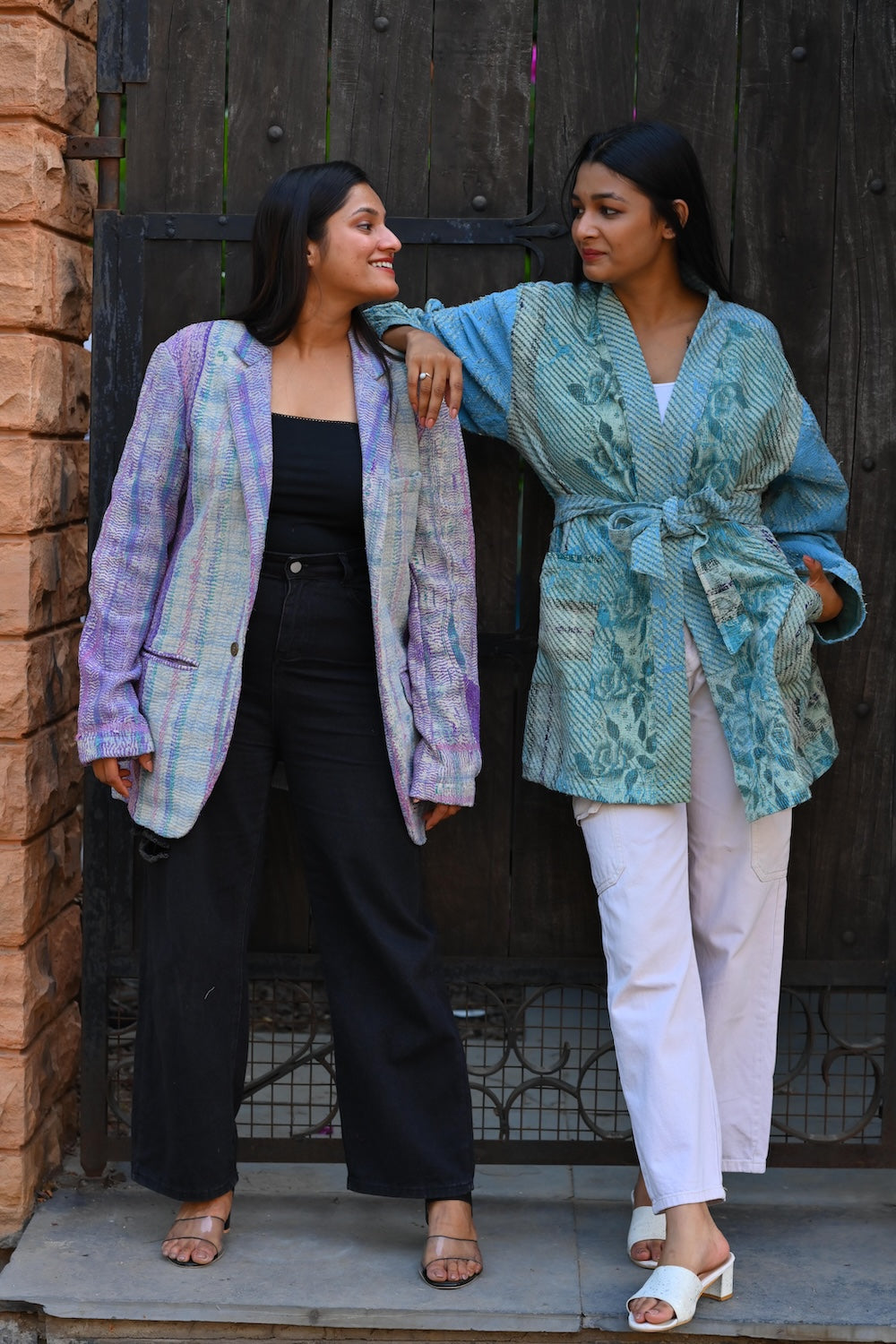 Ekaurr BIGDI Lavender Loom Blazer cotton quilted blazer in soft lavender with a woven loom-inspired textile surface, artisan slow fashion outerwear for women from the BIGDI Blazers Coats and Robes collection