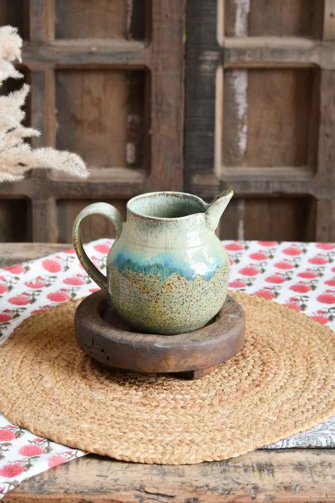 Ekaurr Lemonade Jug handmade ceramic jug with organic hand-glazed surface in a large pouring form, artisan kitchen essential for serving lemonade juice or water with handcrafted charm