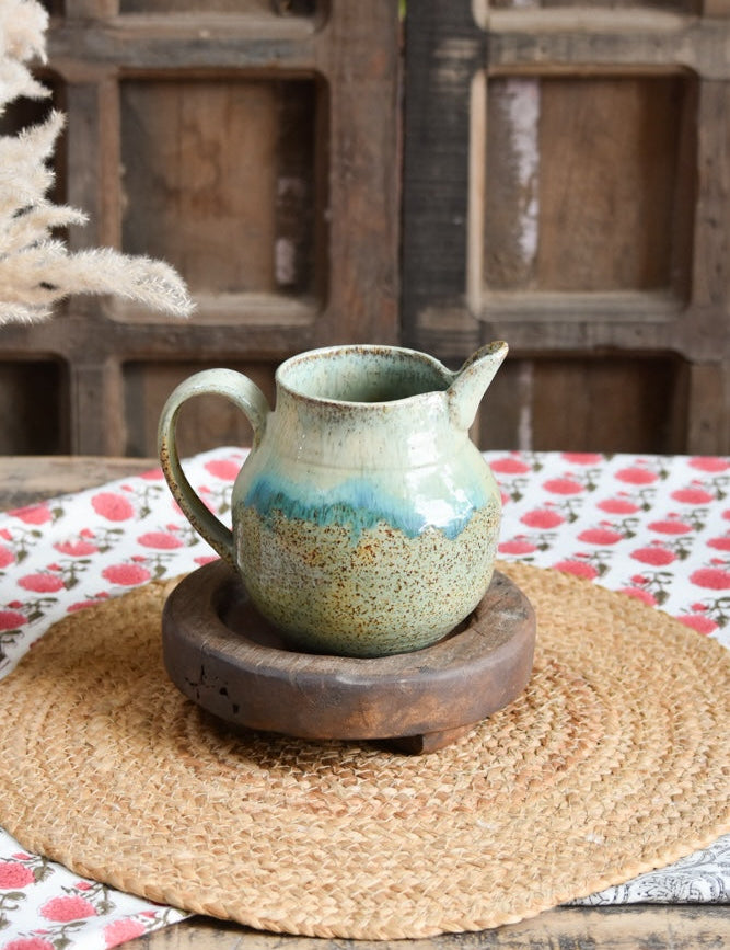 Ekaurr Lemonade Jug handmade ceramic jug with organic hand-glazed surface in a large pouring form, artisan kitchen essential for serving lemonade juice or water with handcrafted charm