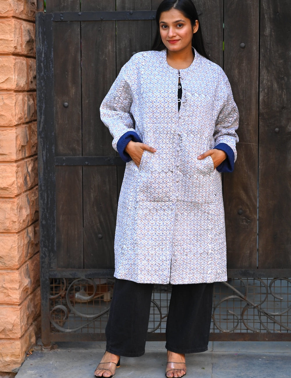 Ekaurr BIGDI Lilac Elegance Coat cotton quilted reversible coat in soft romantic lilac with an elegant structured form, artisan slow fashion outerwear for women from the BIGDI Blazers Coats and Robes collection
