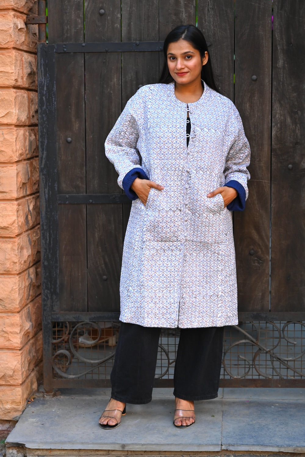 Ekaurr BIGDI Lilac Elegance Coat cotton quilted reversible coat in soft romantic lilac with an elegant structured form, artisan slow fashion outerwear for women from the BIGDI Blazers Coats and Robes collection