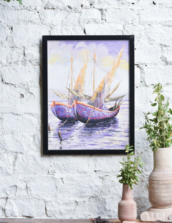 Ekaurr Lilac Voyage painting with a dreamy journey-inspired composition in soft lilac lavender and muted purple tones, handcrafted expressive home decor for bedrooms living rooms and romantic interior styling