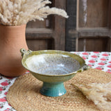 Ekaurr Fruit Bowl handmade ceramic by artist Liora in organic form with hand-glazed surface at 9.5x7.5x4 inches, microwave and oven safe artisan charity collection piece for kitchens and dining styling