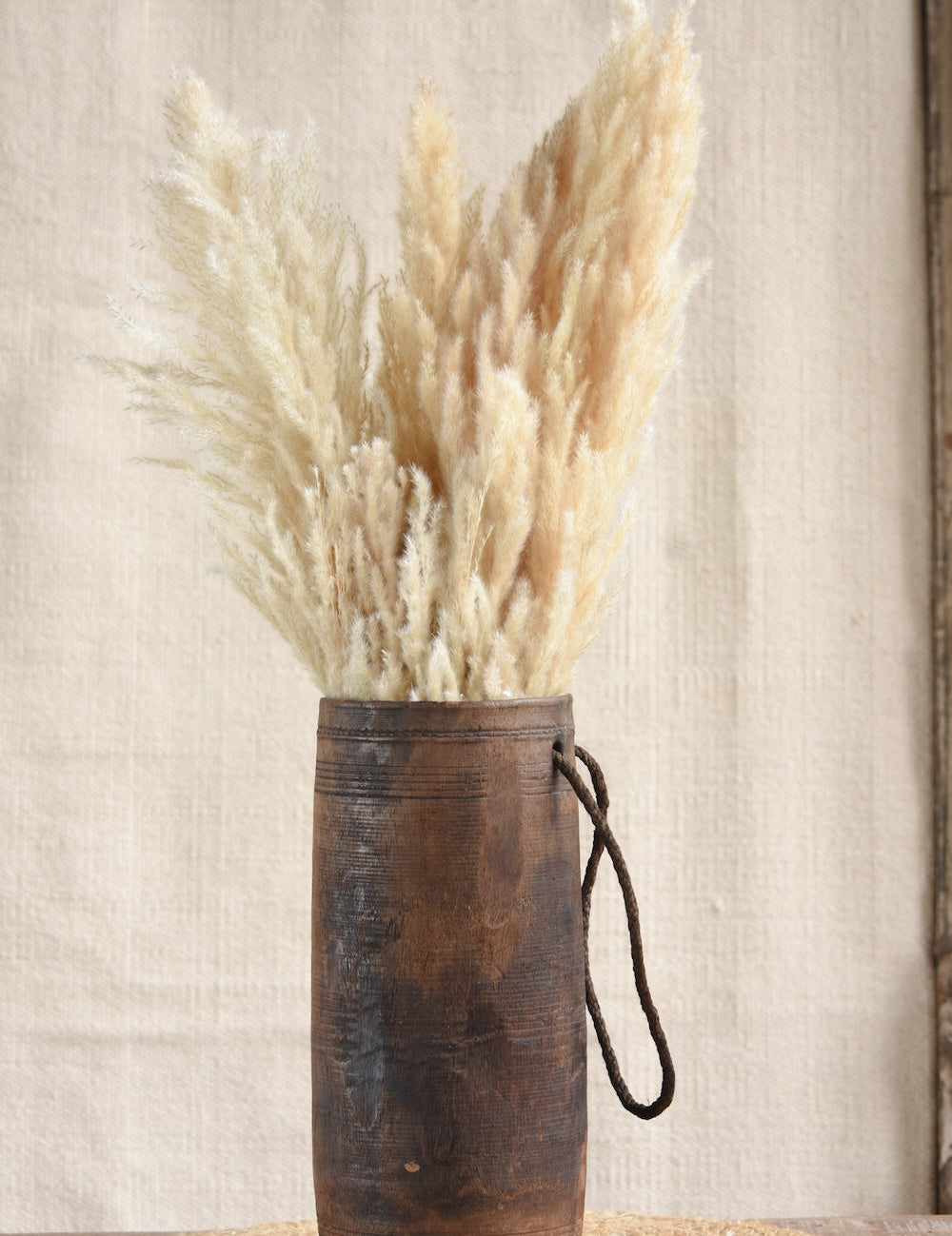 Ekaurr Long Wooden Pot Large – tall vintage reclaimed wood elongated planter with unique patina, ideal for plants, dried stems, or rustic indoor decor