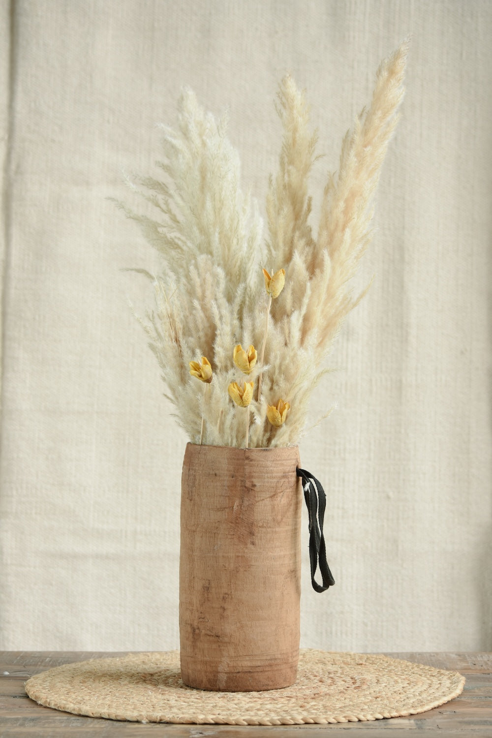 Ekaurr Long Wooden Pot Small – compact vintage reclaimed wood elongated planter with natural wood grain, for flowers, plants, or tabletop decor