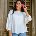 Ekaurr BIGDI Luma Cotton Top finest cotton summer top in a luminous light-toned pastel with a clean minimal silhouette, artisan slow fashion top for women from the BIGDI summer pastel collection