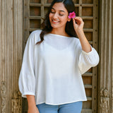 Ekaurr BIGDI Luma Cotton Top finest cotton summer top in a luminous light-toned pastel with a clean minimal silhouette, artisan slow fashion top for women from the BIGDI summer pastel collection
