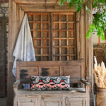 Ekaurr Lumbar Flora Cushion Cover handcrafted rectangular lumbar cushion cover with botanical floral motif in earthy natural tones, artisan textile accent for sofas beds and nature-inspired home styling