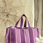 Ekaurr Magenta Maroon Fabric Picnic Bag handcrafted quilted cotton picnic tote in bold magenta and maroon with a spacious structured form, artisan Indian textile bag for picnics outings and vibrant everyday use