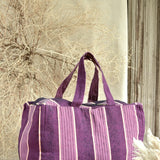Ekaurr Magenta Maroon Fabric Picnic Bag handcrafted quilted cotton picnic tote in bold magenta and maroon with a spacious structured form, artisan Indian textile bag for picnics outings and vibrant everyday use