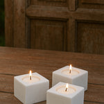 Ekaurr Marble Cubical Tea Light Holder polished natural white marble cube with carved tea light well, elegant minimal stone candle holder for dining tables and refined home decor