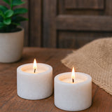 Ekaurr Marble Cylindrical Tea Light Holder smooth polished natural marble cylinder with recessed tea light well, refined artisan stone candle holder for tables altars and luxury home styling