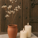 Ekaurr Matka Mini Terracotta Vase set of 3, handmade by rural Indian artisans in traditional matka pot form, earthy compact vases for flowers or home styling