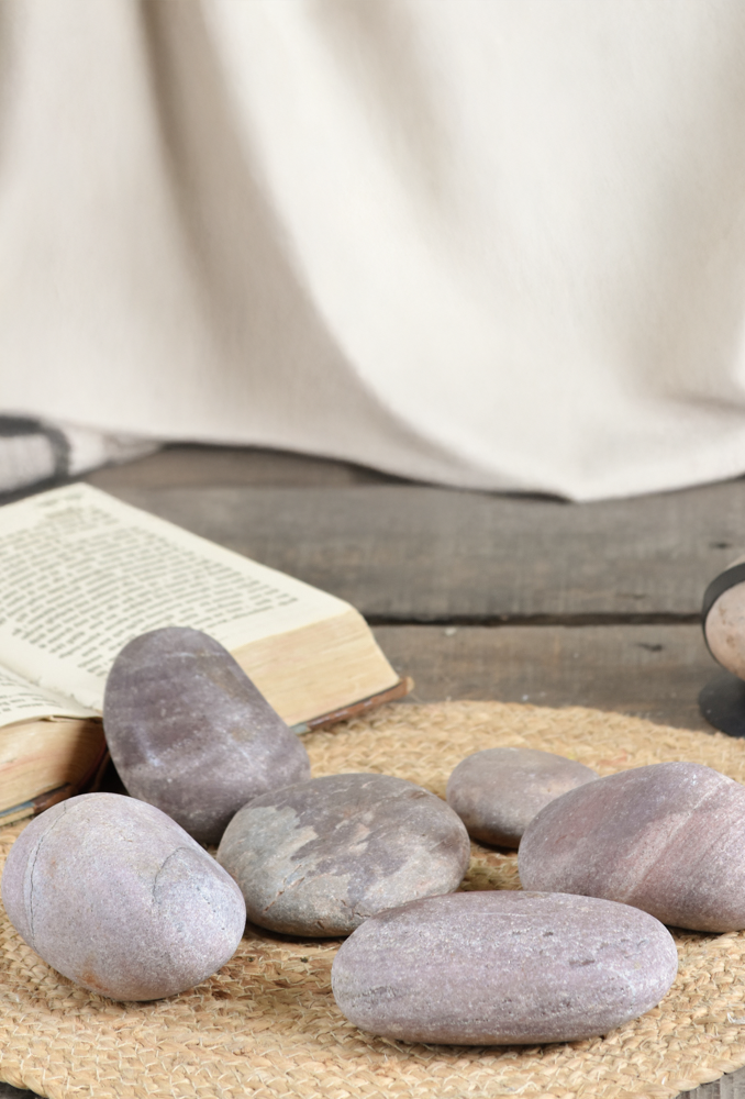 Ekaurr Mauve Earth Pebbles set of handpicked natural stones in earthy mauve tones, ethically sourced unpolished pebbles for decorative tablescapes and organic home styling