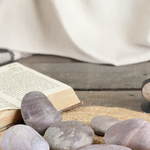 Ekaurr Mauve Earth Pebbles set of handpicked natural stones in earthy mauve tones, ethically sourced unpolished pebbles for decorative tablescapes and organic home styling