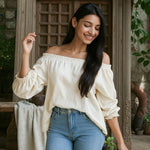 Ekaurr BIGDI Mehak Yellow Cotton Top finest cotton summer top in warm fragrant yellow with a soft relaxed silhouette, artisan slow fashion top for women from the BIGDI summer pastel collection