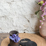 Ekaurr Midnight Elegance Gift Set curated artisan gift set of a reclaimed wood vase paired with hand-beaded dark midnight-toned coasters and complimentary greeting card, sophisticated sustainable gifting for home decor and table styling