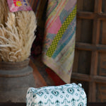 Ekaurr Mint Flora Pouch handcrafted fabric pouch in fresh mint green with floral folk embroidery or print detailing, artisan Indian textile accessory for gifting jewellery storage and everyday use