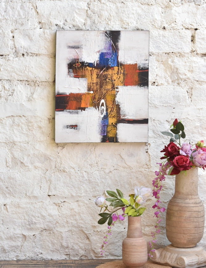 Ekaurr Modern Pulse original abstract painting with dynamic contemporary composition and bold tonal contrasts, handcrafted artwork for modern living rooms offices and home wall styling