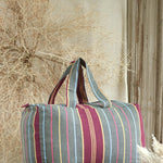 Ekaurr Multi Coloured Fabric Picnic Bag handcrafted quilted cotton picnic tote in a vibrant multicolour patchwork or print with a spacious structured form, artisan Indian textile bag for picnics outings and joyful everyday use